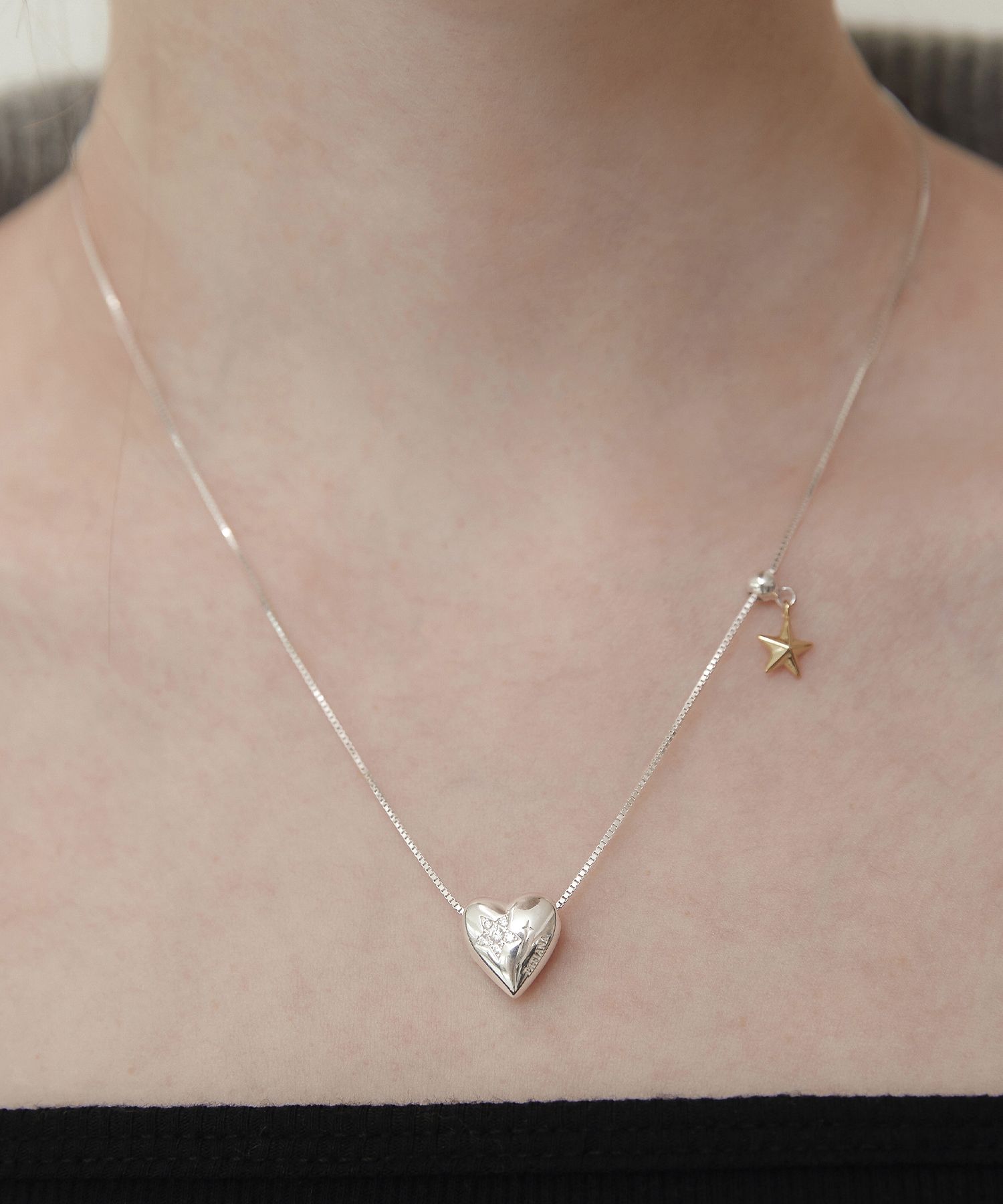★TATIANA★ Silver 925 Lovely Heart Cubic Silver Necklace NZ ☆TATIANA☆ Silver 925 Lovely Heart Cubic Silver Necklace NZ
