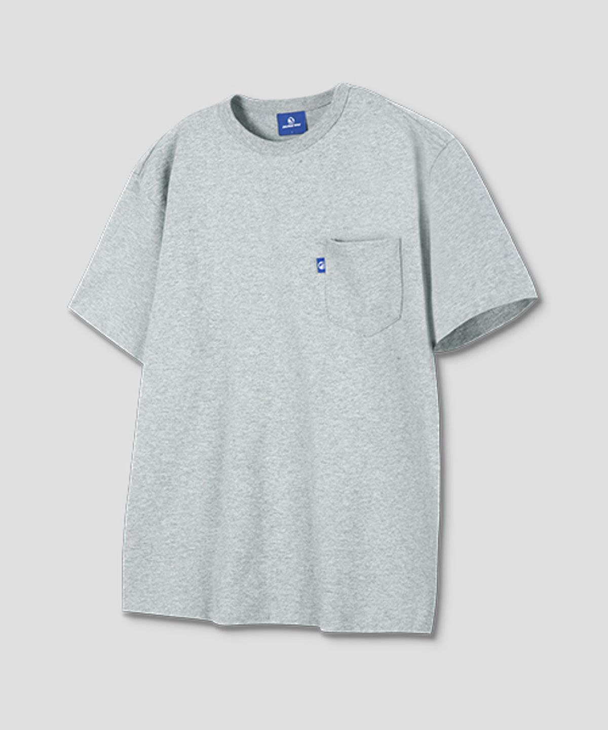 돌핀웨이브어패럴(DOLPHIN WAVE APPAREL) 돌핀 포켓 백프린트 랍바 반팔 티셔츠  멜란지그레이