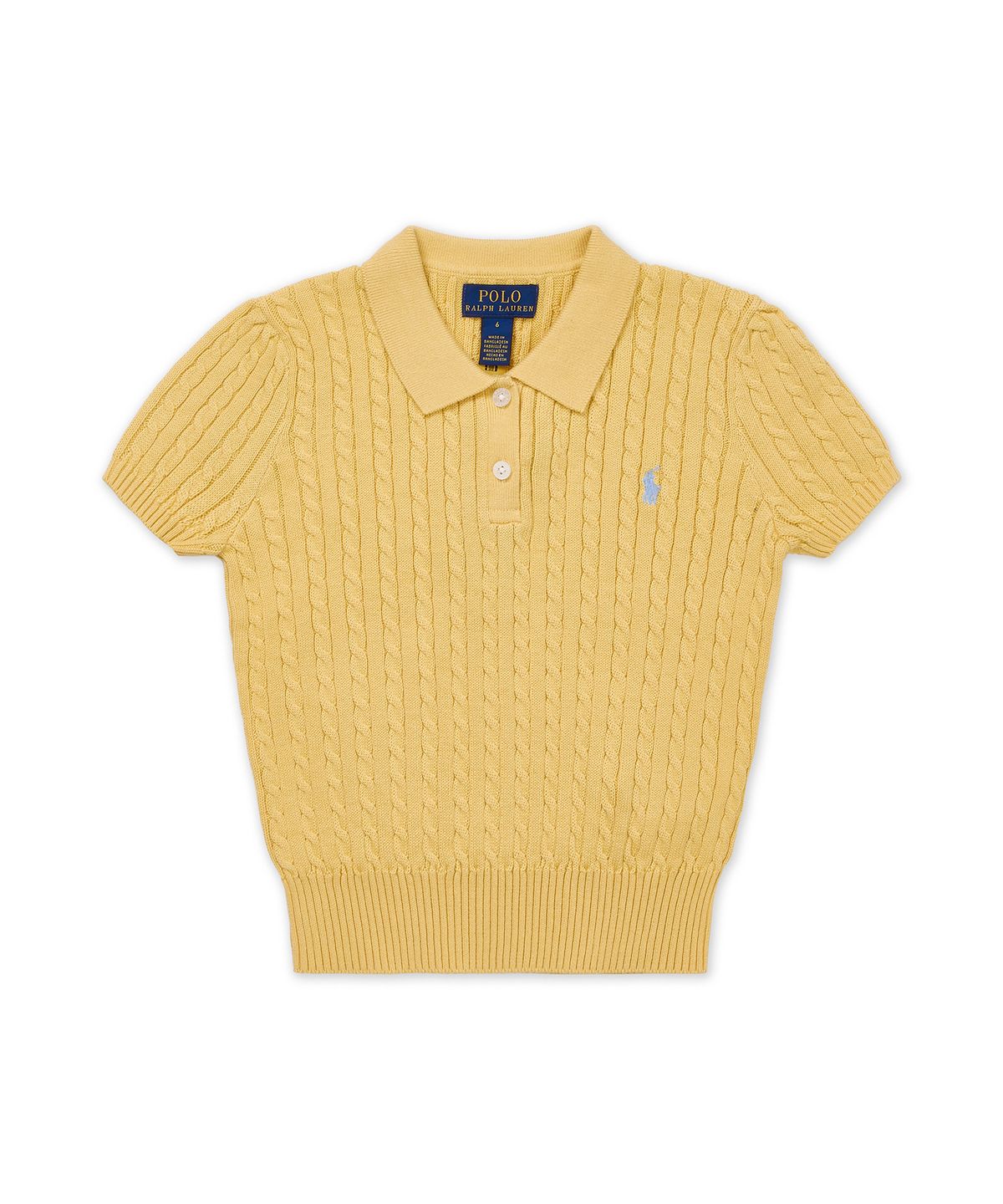 폴로 랄프 로렌 칠드런(POLO RALPH LAUREN CHILDREN) 미니 케이블 코튼 폴로 스웨터-옐로우