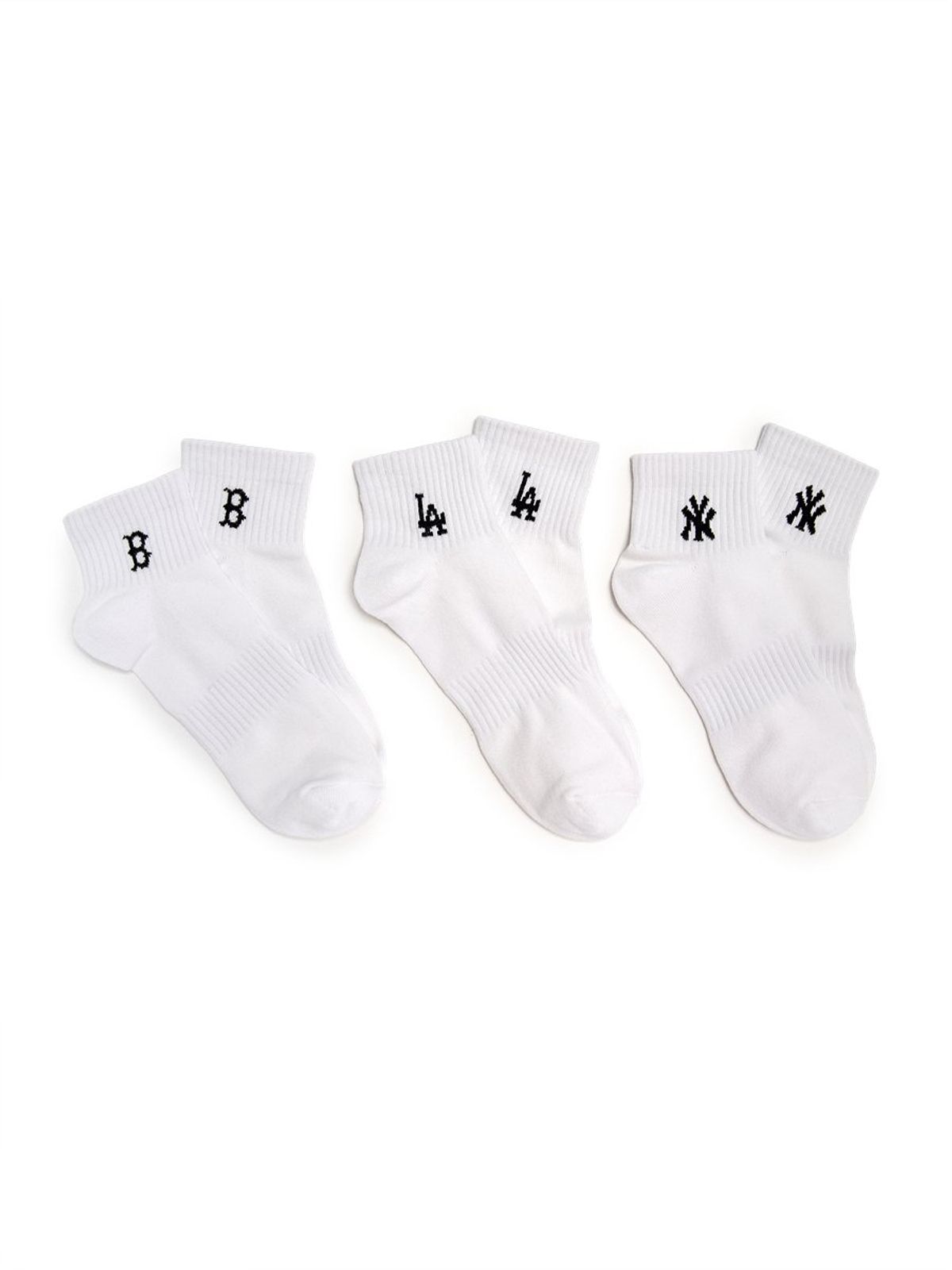 엠엘비(MLB) 스몰 로고 발목 양말 3족세트 MLB (White)