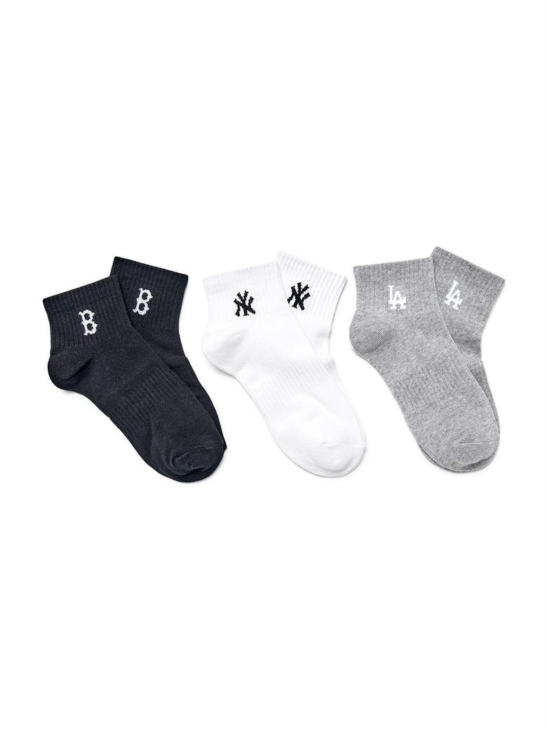 스몰 로고 발목 양말 3족세트 MLB (Melange Grey)