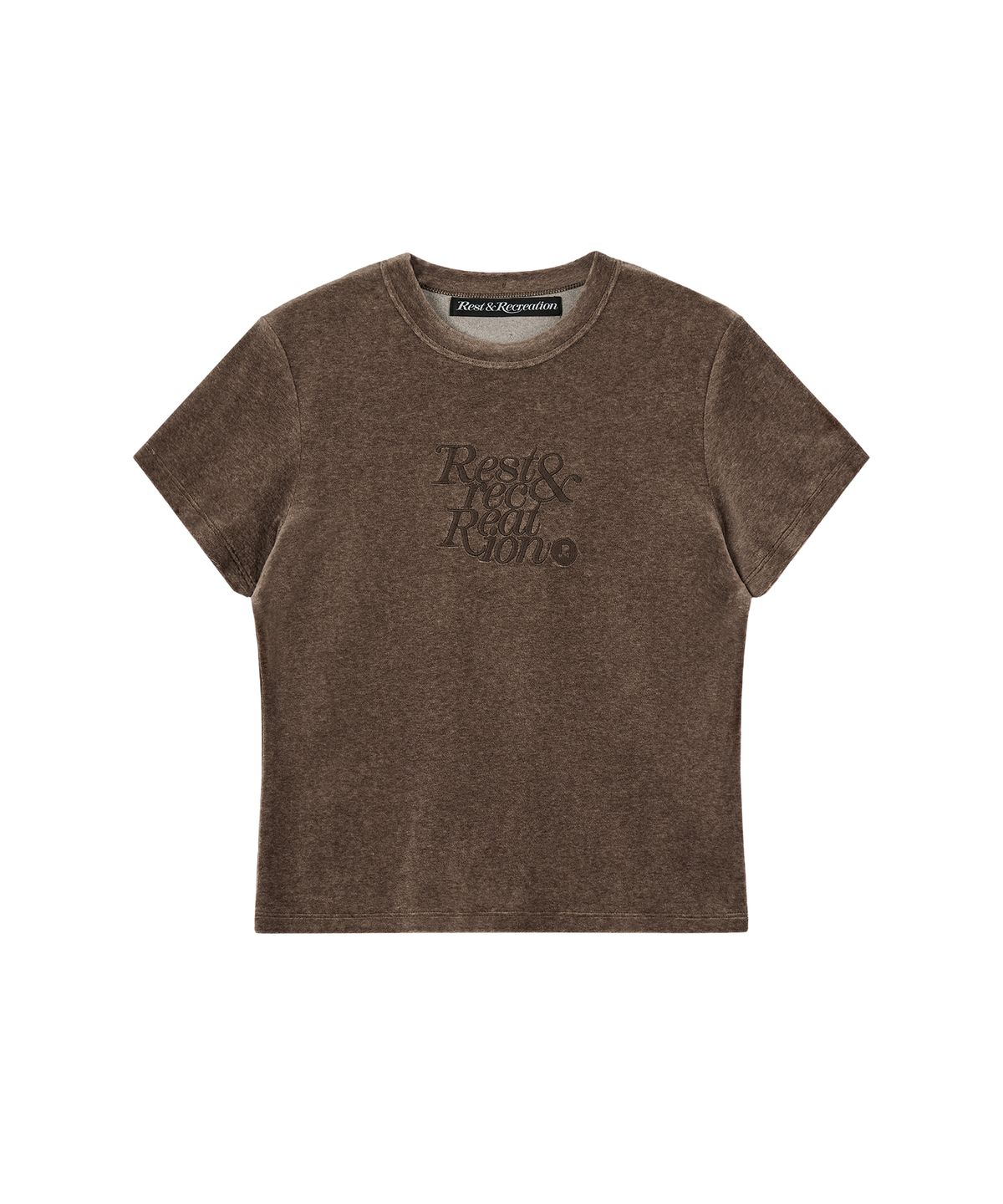 레스트앤레크레이션(REST&RECREATION) VELVET LOGO T-SHIRT - BROWN