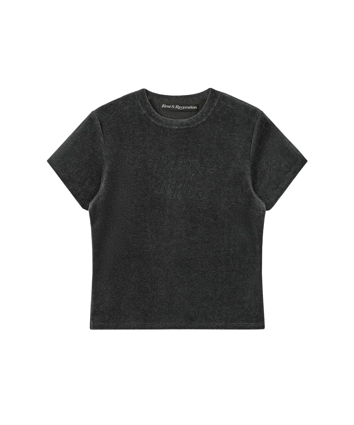 레스트앤레크레이션(REST&RECREATION) VELVET LOGO T-SHIRT - BLACK
