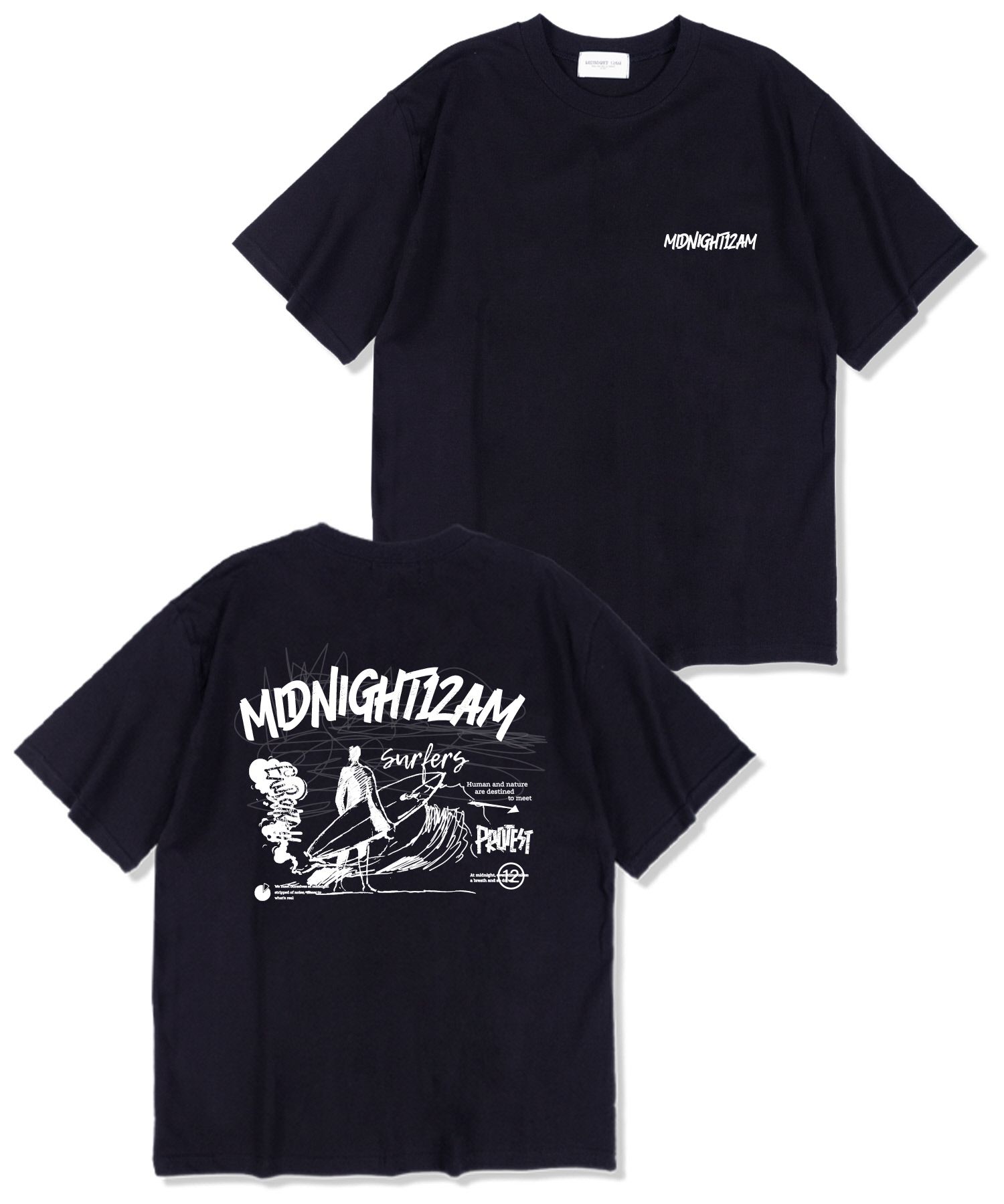 MUSINSA公式 | MIDNIGHT12AM ウェーブサーファー オーバーサイズ 半袖T