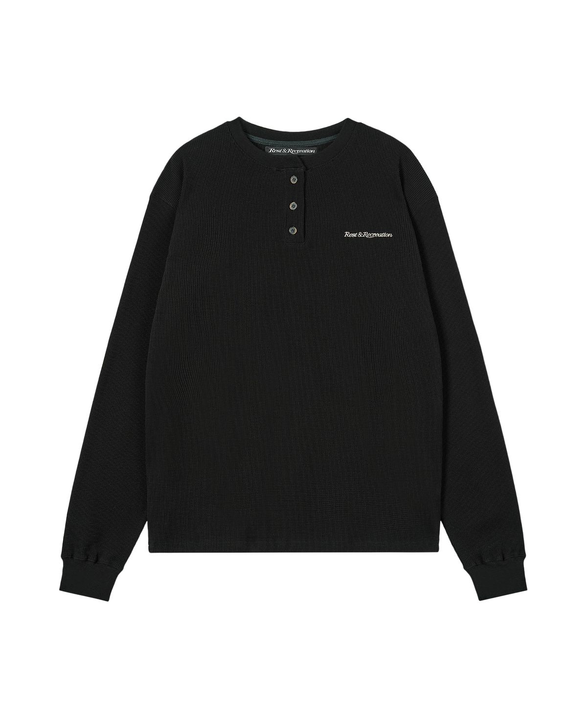 레스트앤레크레이션(REST&RECREATION) HENLEY NECK TOP - BLACK
