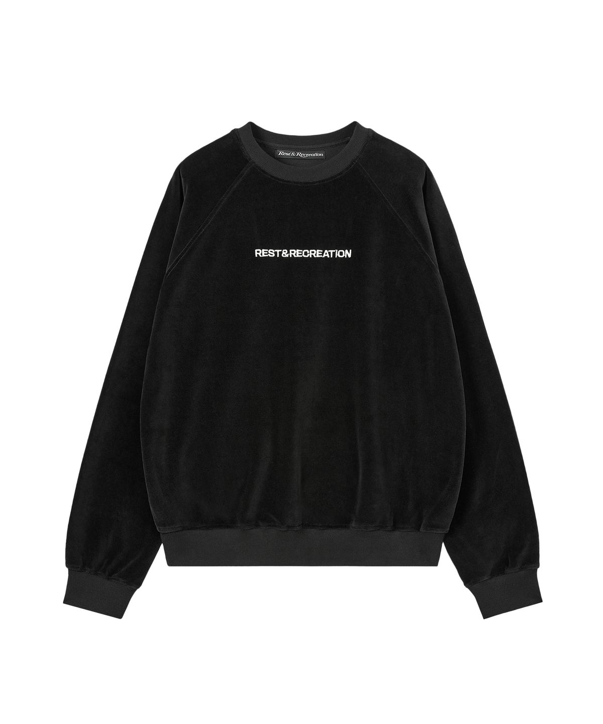 레스트앤레크레이션(REST&RECREATION) VELVET LOGO SWEATSHIRT - BLACK