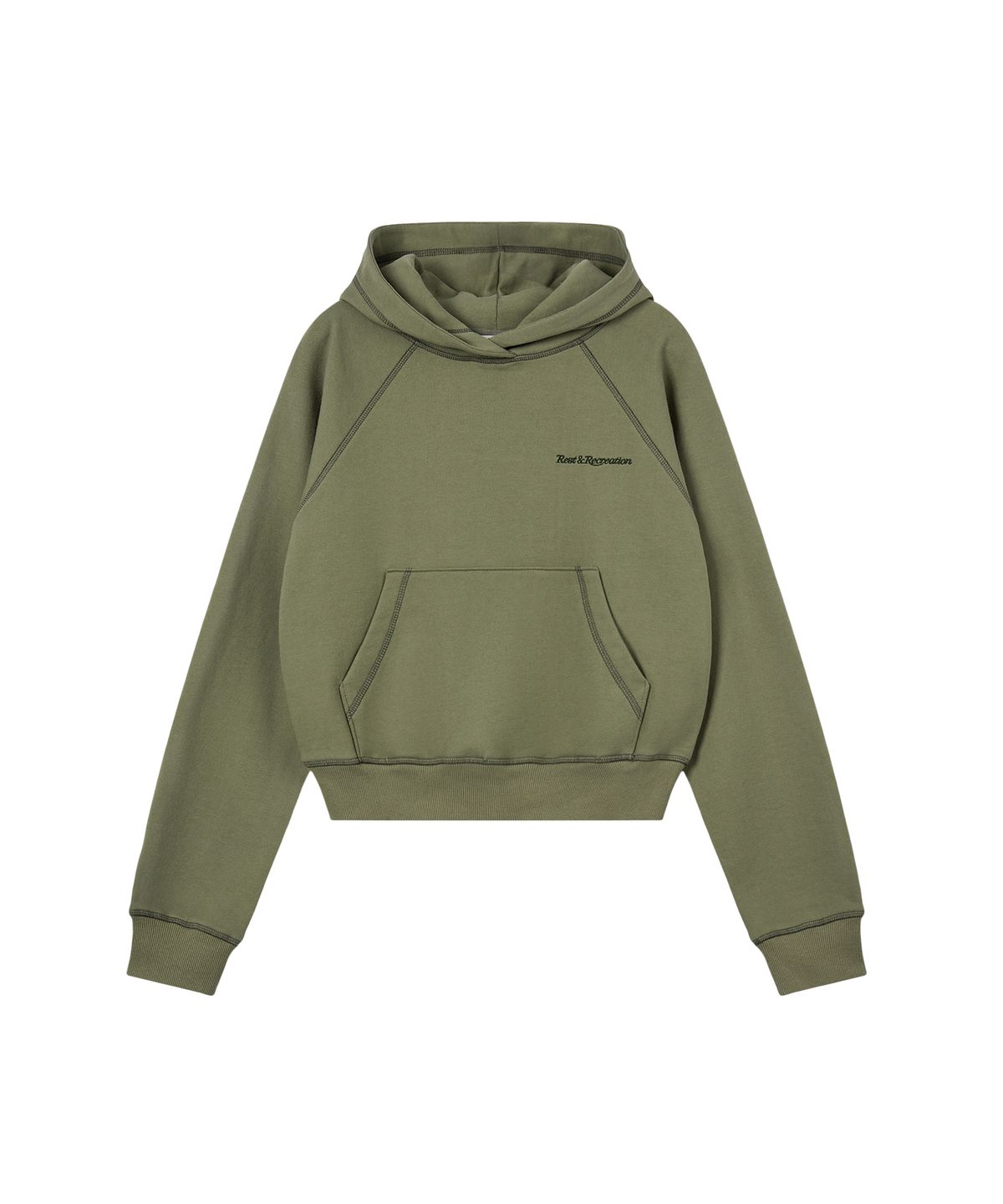레스트앤레크레이션(REST&RECREATION) ZIG ZAG STITCH CROPPED HOOD - KHAKI