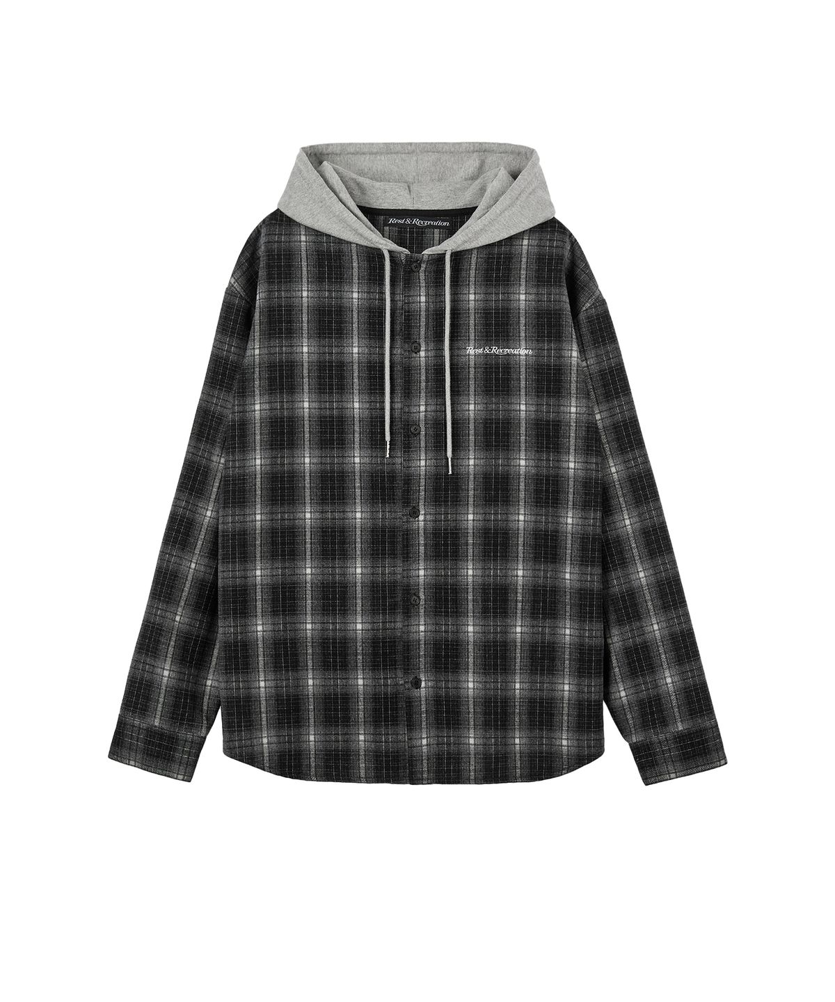 레스트앤레크레이션(REST&RECREATION) CHECK HOOD SHIRTS - BLACK