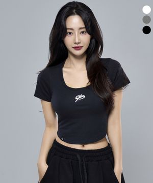 P5049 우먼 유넥 심볼 크롭 반팔 [3COLOR]