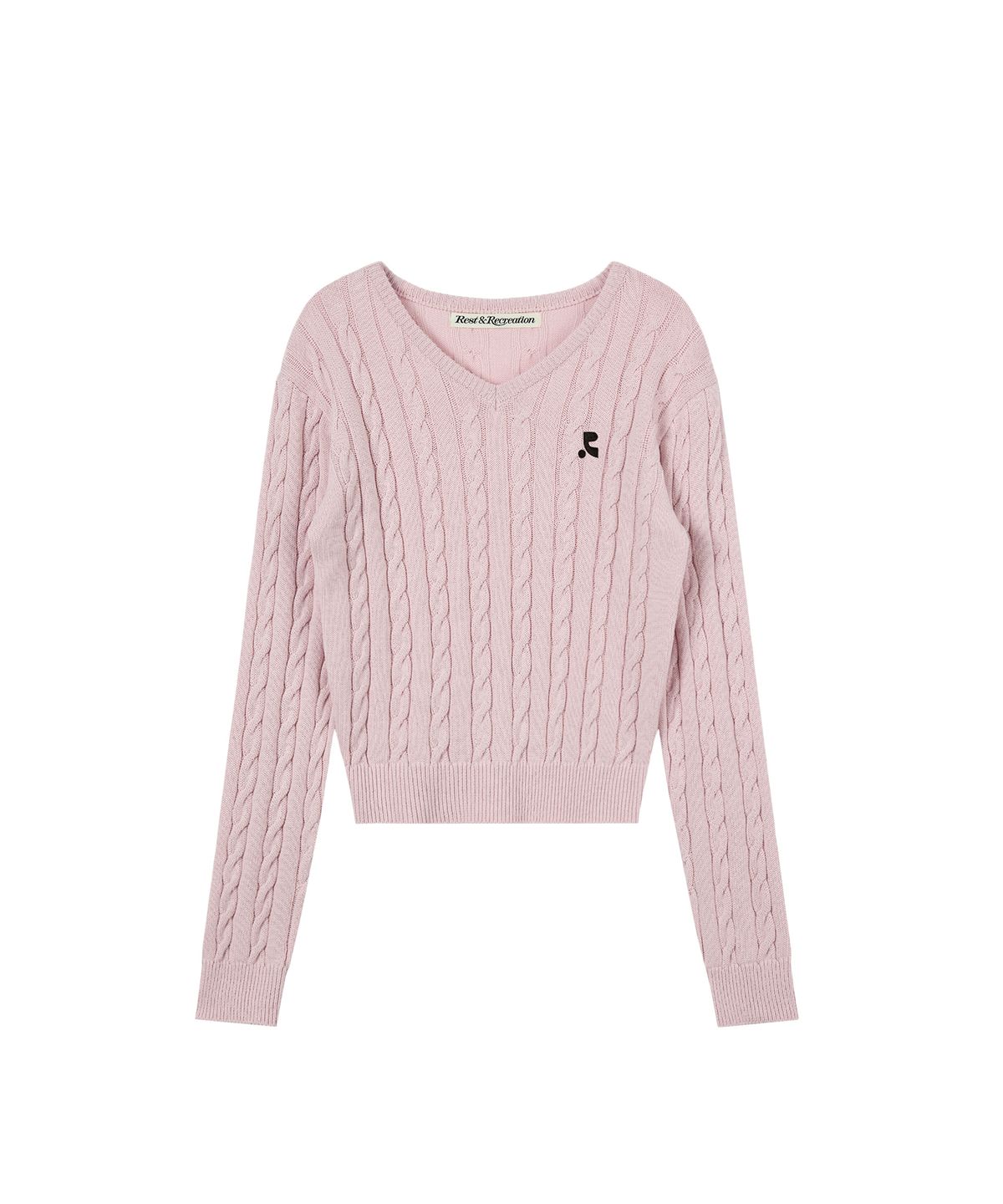 레스트앤레크레이션(REST&RECREATION) CABLE V-NECK KNIT TOP - PINK
