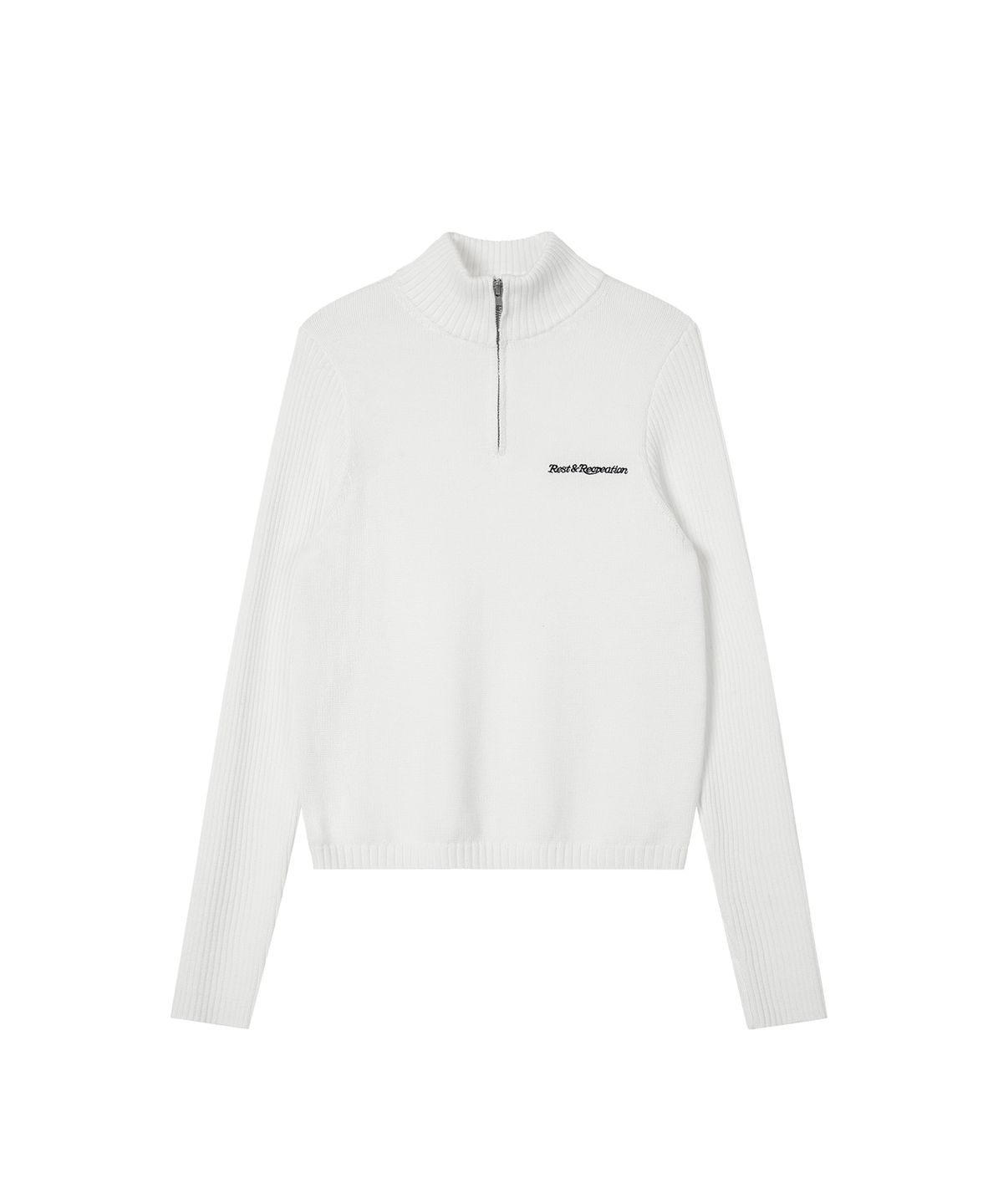 레스트앤레크레이션(REST&RECREATION) SLIM FIT HALF ZIP-UP KNIT - IVORY