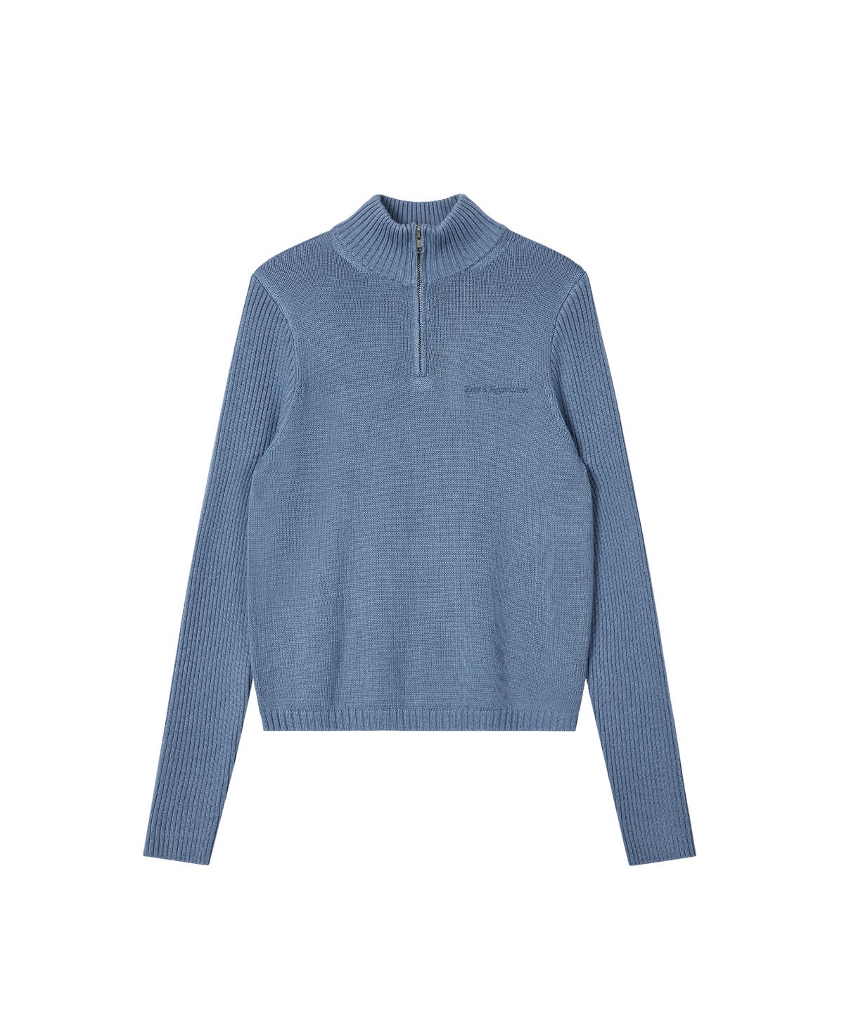 레스트앤레크레이션(REST&RECREATION) SLIM FIT HALF ZIP-UP KNIT - LIGHT BLUE