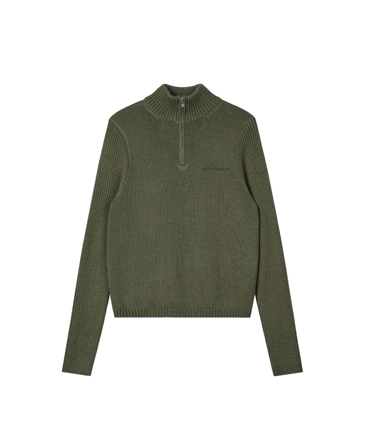 레스트앤레크레이션(REST&RECREATION) SLIM FIT HALF ZIP-UP KNIT - KHAKI