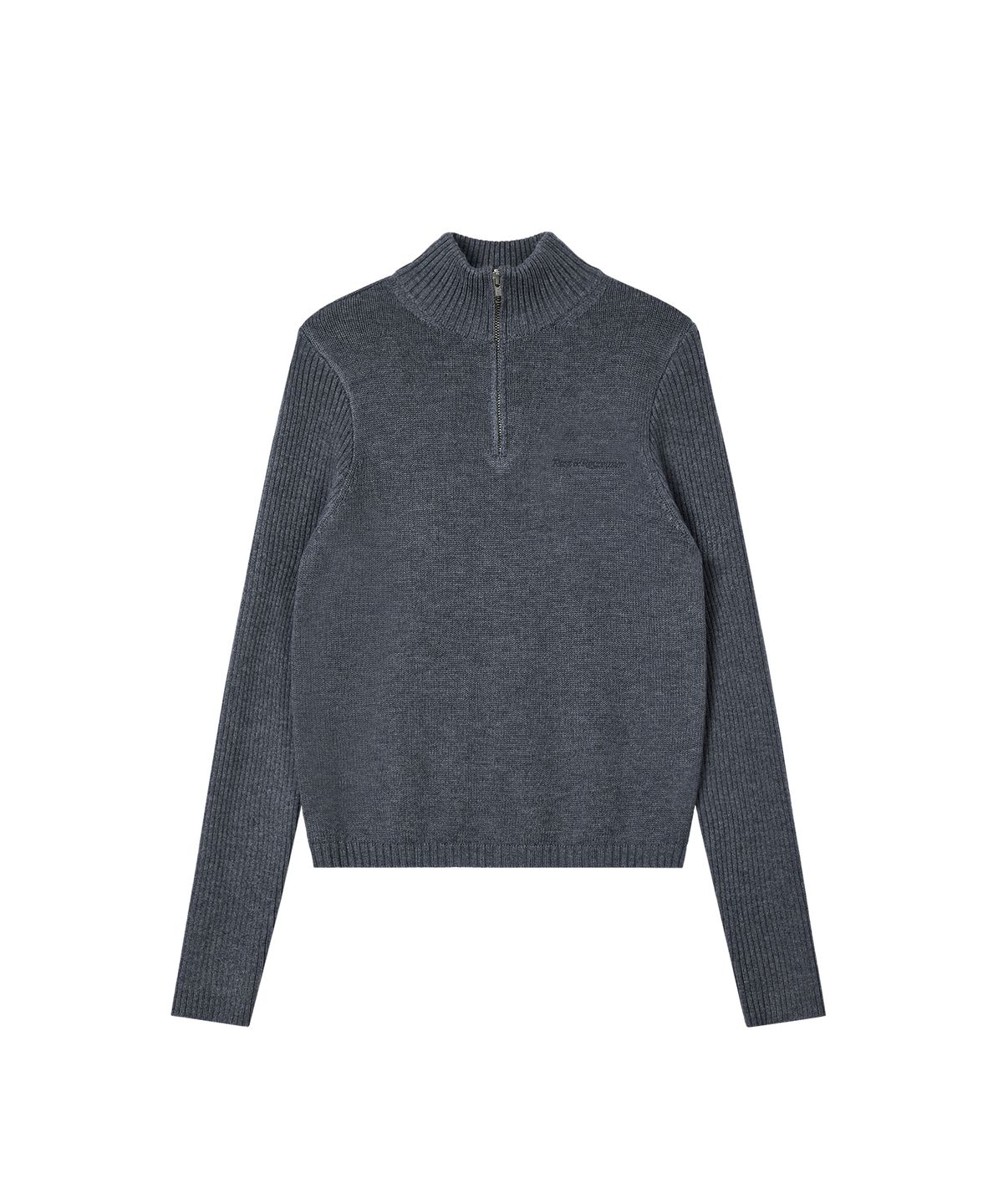 레스트앤레크레이션(REST&RECREATION) SLIM FIT HALF ZIP-UP KNIT - GREY
