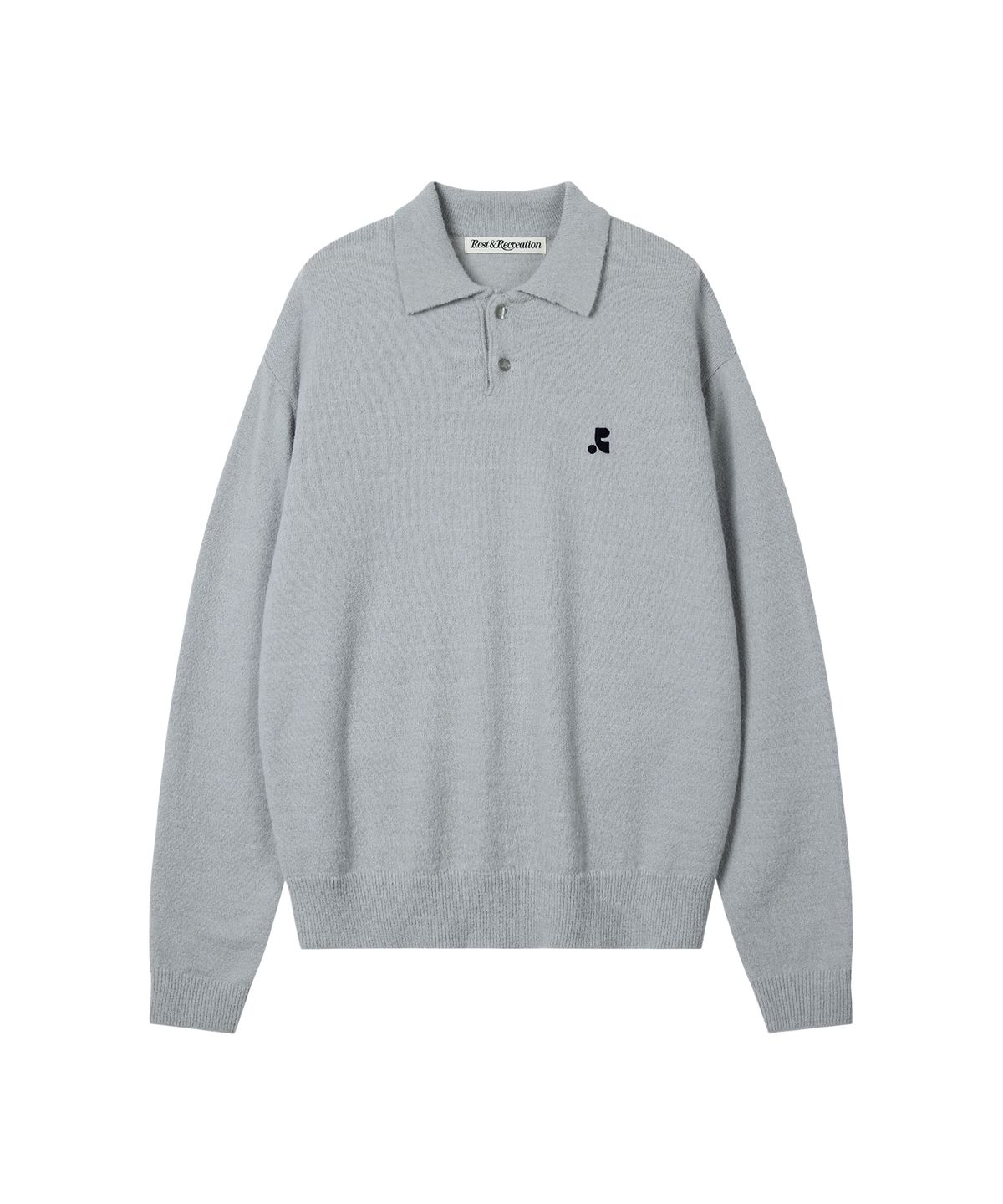 레스트앤레크레이션(REST&RECREATION) WOOL POLO KNIT TOP - LIGHT GREY
