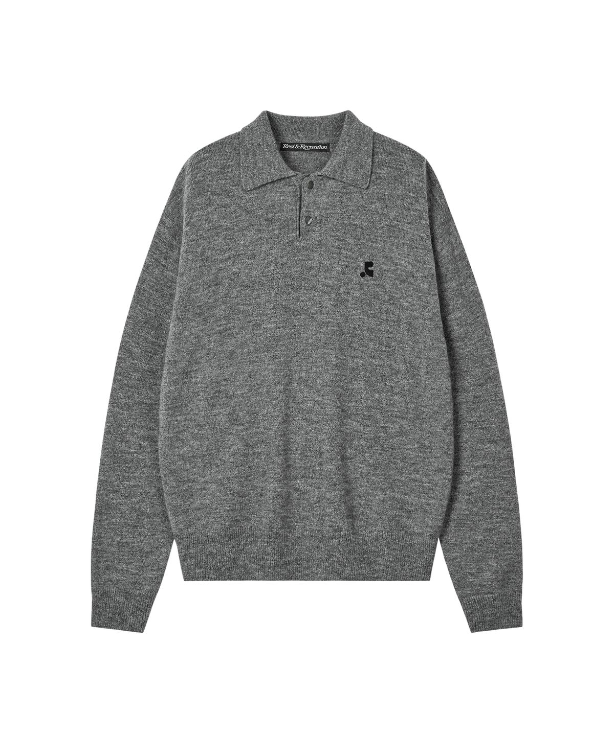 레스트앤레크레이션(REST&RECREATION) WOOL POLO KNIT TOP - CHARCOAL
