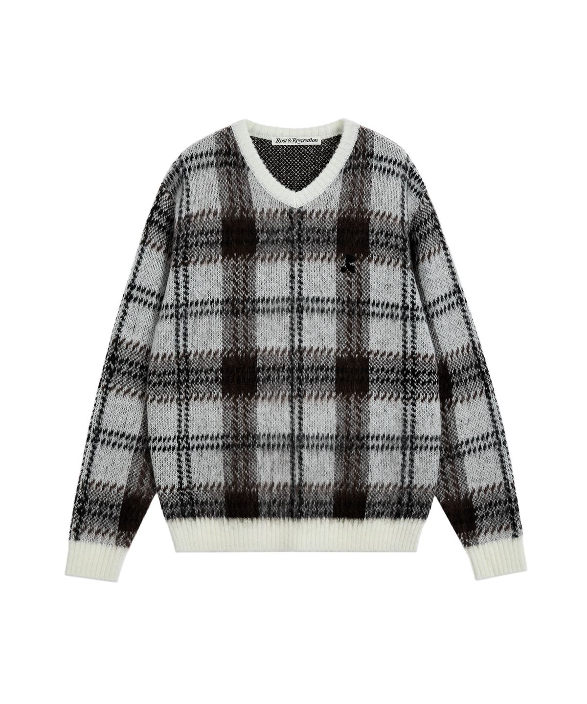 레스트앤레크레이션(REST&RECREATION) CHECK PATTERN HAIRY SWEATER - IVORY