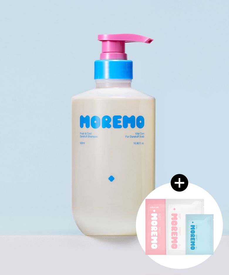 모레모 프레시 앤 쿨 댄드러프 샴푸 500ml+(증정) 샤쉐3종