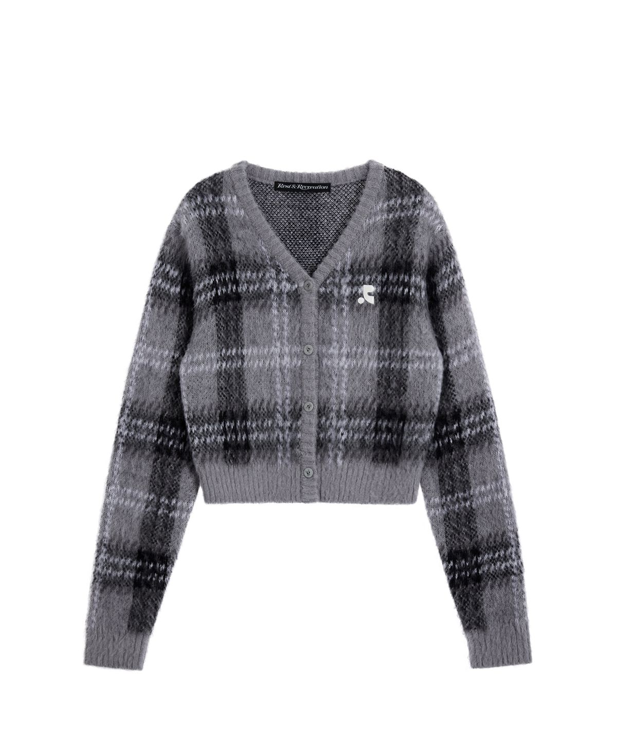 레스트앤레크레이션(REST&RECREATION) CHECK PATTERN HAIRY KNIT CARDIGAN - GREY