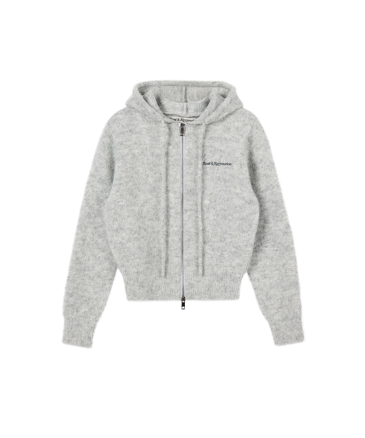 레스트앤레크레이션(REST&RECREATION) HAIRY KNIT HOOD ZIP-UP - LIGHT GREY