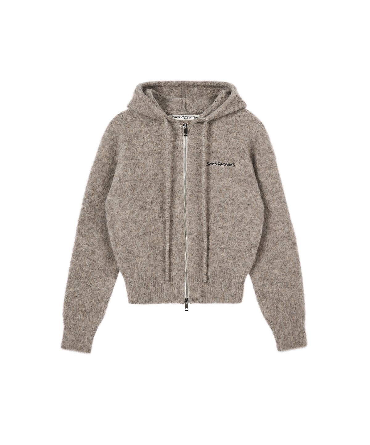레스트앤레크레이션(REST&RECREATION) HAIRY KNIT HOOD ZIP-UP - BROWN