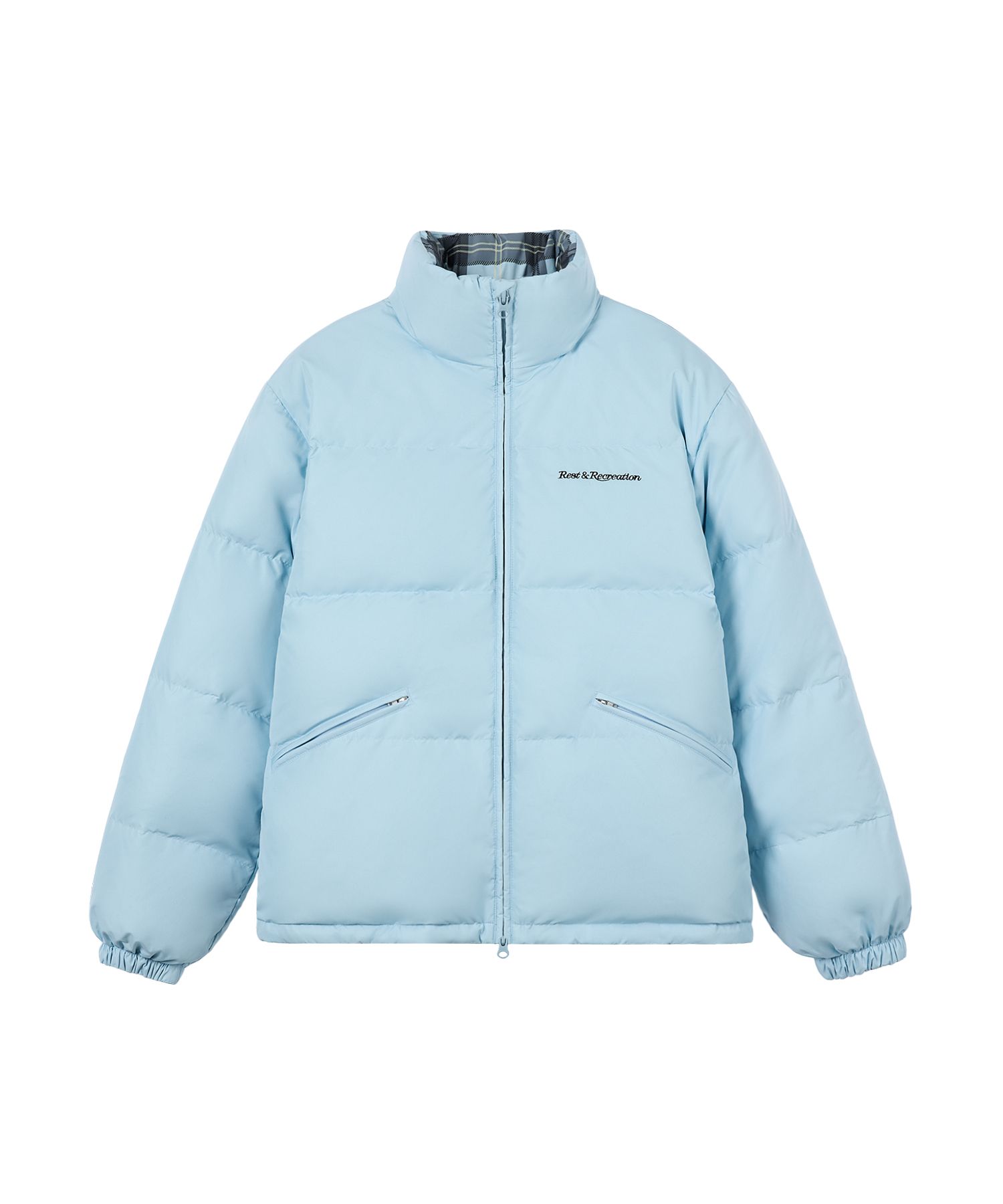 MUSINSA公式 | REST&RECREATION REVERSIBLE CHECK DOWN JACKET - SKY BLUE
