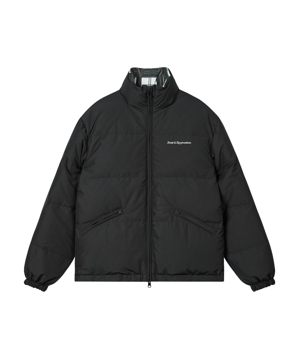 레스트앤레크레이션(REST&RECREATION) REVERSIBLE CHECK DOWN JACKET - BLACK