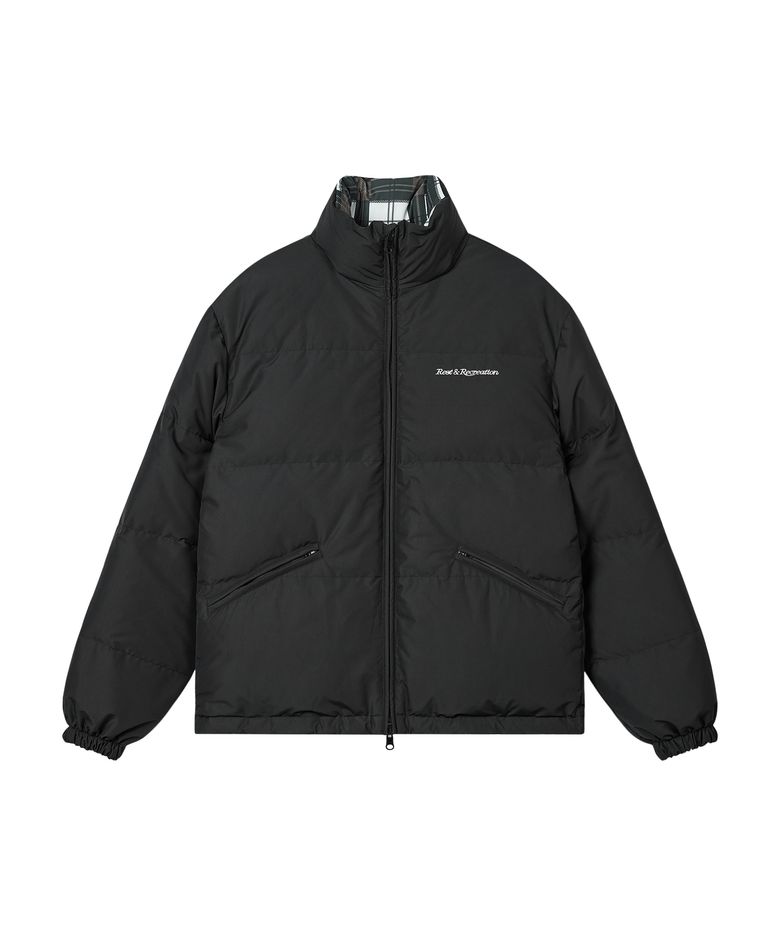 REVERSIBLE CHECK DOWN JACKET - BLACK