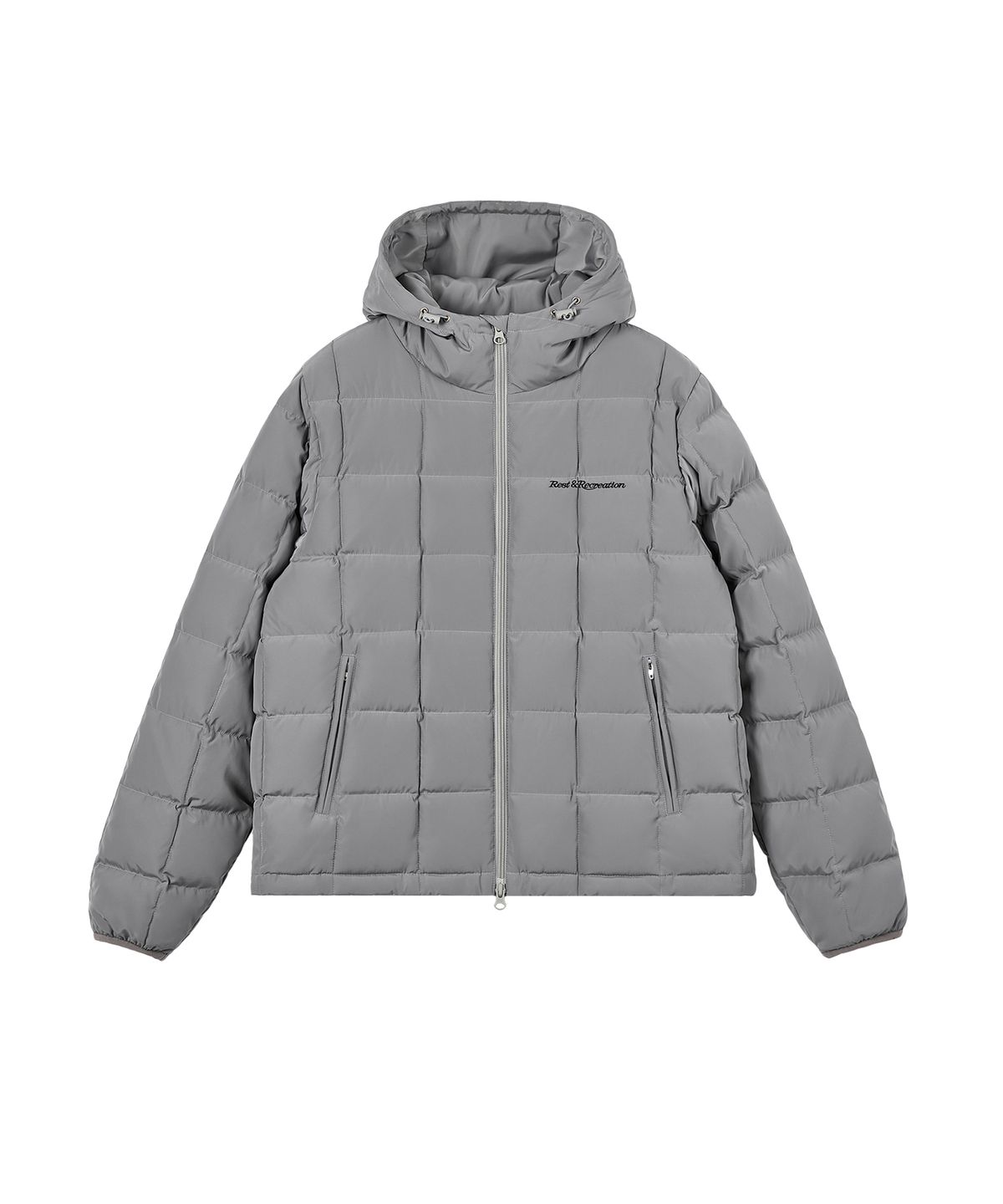 레스트앤레크레이션(REST&RECREATION) SQUARE QUILTED HOOD DOWN JACKET - GREY