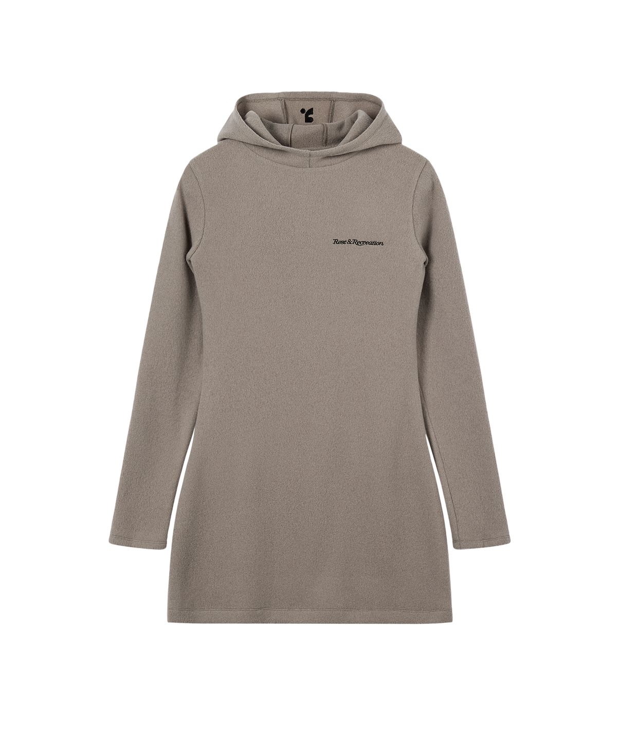 레스트앤레크레이션(REST&RECREATION) HAIRY HOOD KNIT DRESS - BEIGE