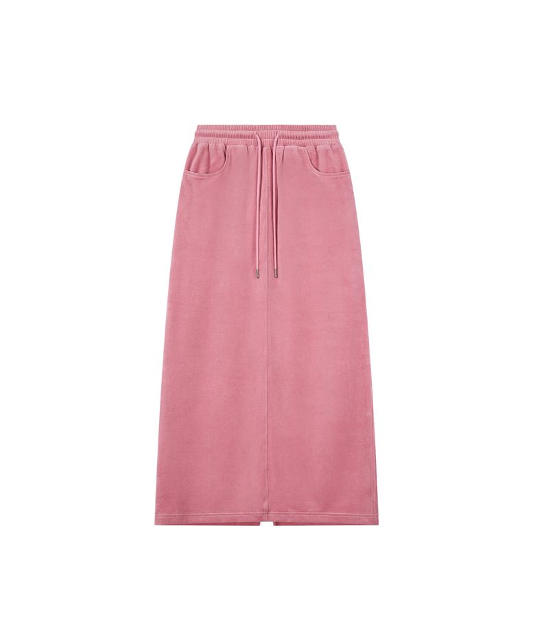 VELVET MAXI SKIRT - PINK