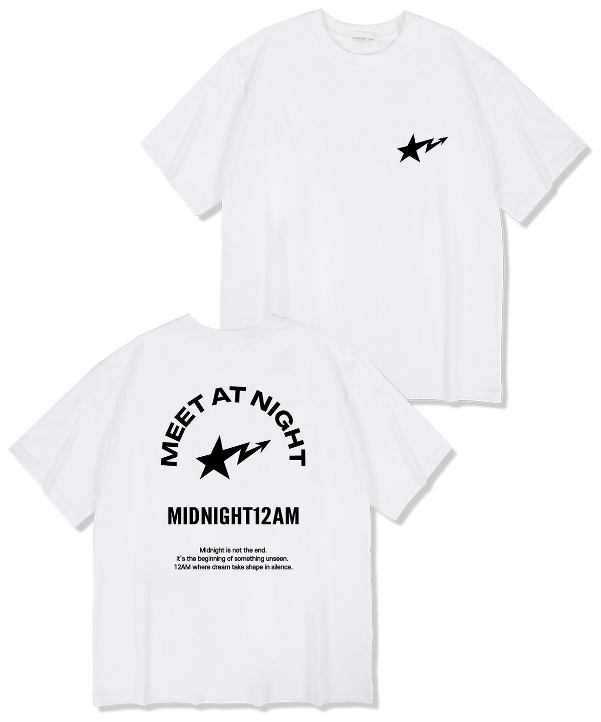미드나잇12에이엠(MIDNIGHT12AM) 밋앤나이트 오버핏 반팔 티셔츠 화이트