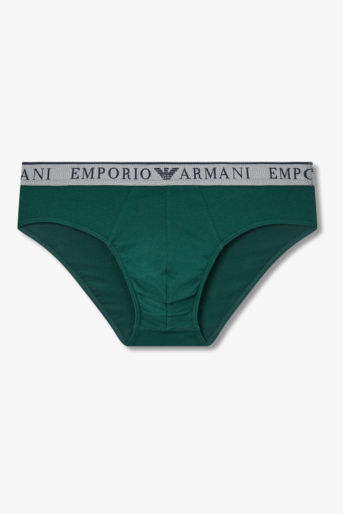 엠포리오 아르마니 언더웨어(EMPORIO ARMANI UNDERWEAR) 남성 라인 로고 밴딩 코튼 브리프_그린 0815311004