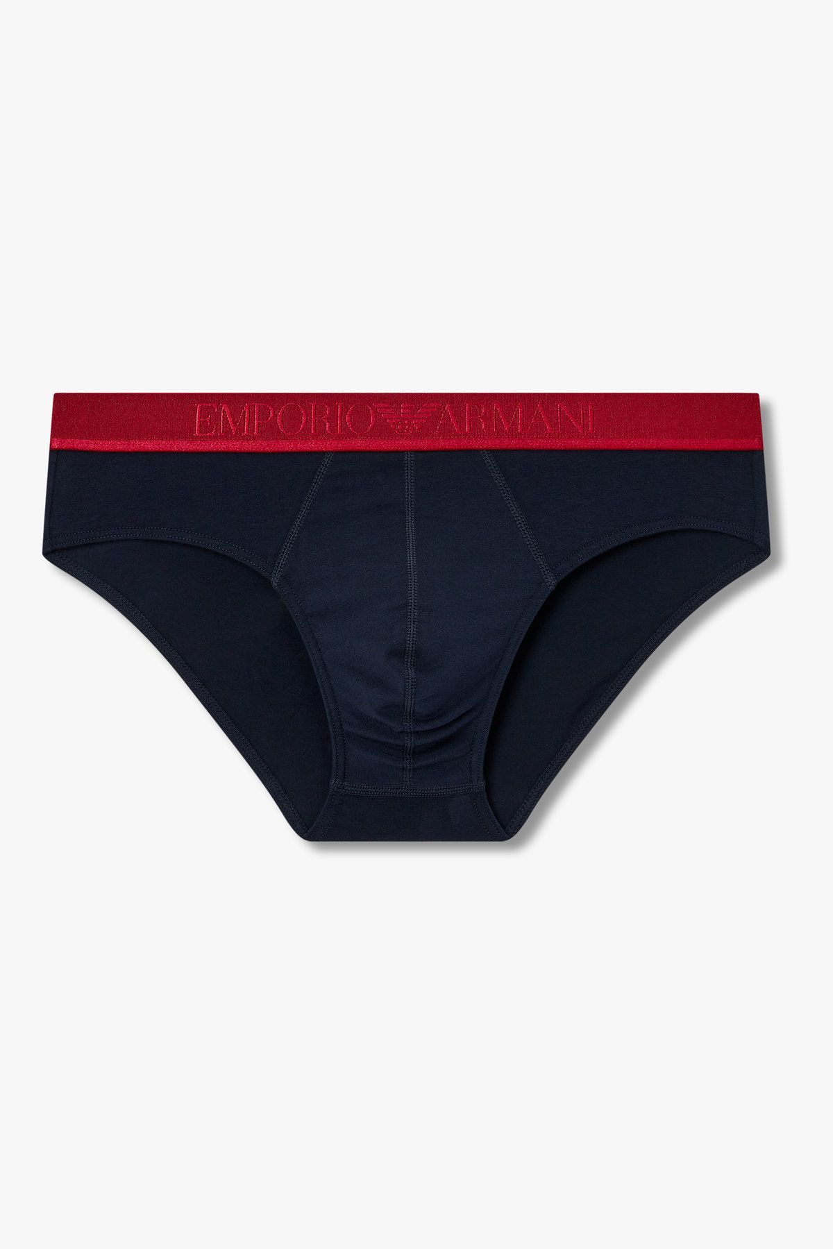 엠포리오 아르마니 언더웨어(EMPORIO ARMANI UNDERWEAR) 남성 글로시 레터링 밴딩 코튼 브리프_네이비 0815311317