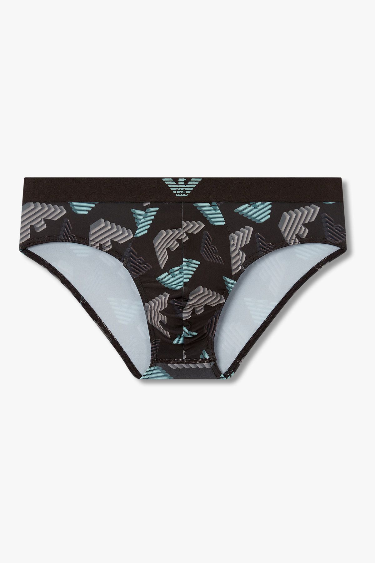 엠포리오 아르마니 언더웨어(EMPORIO ARMANI UNDERWEAR) 남성 3D 이글 패턴 폴리 브리프_초코 0815311043