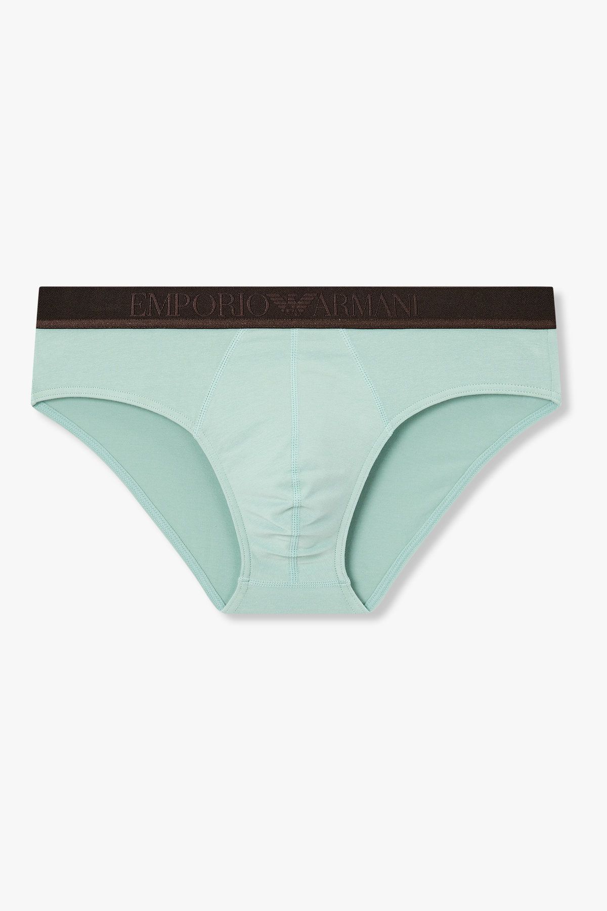 엠포리오 아르마니 언더웨어(EMPORIO ARMANI UNDERWEAR) 남성 글로시 레터링 밴딩 코튼 브리프_민트 0815311320