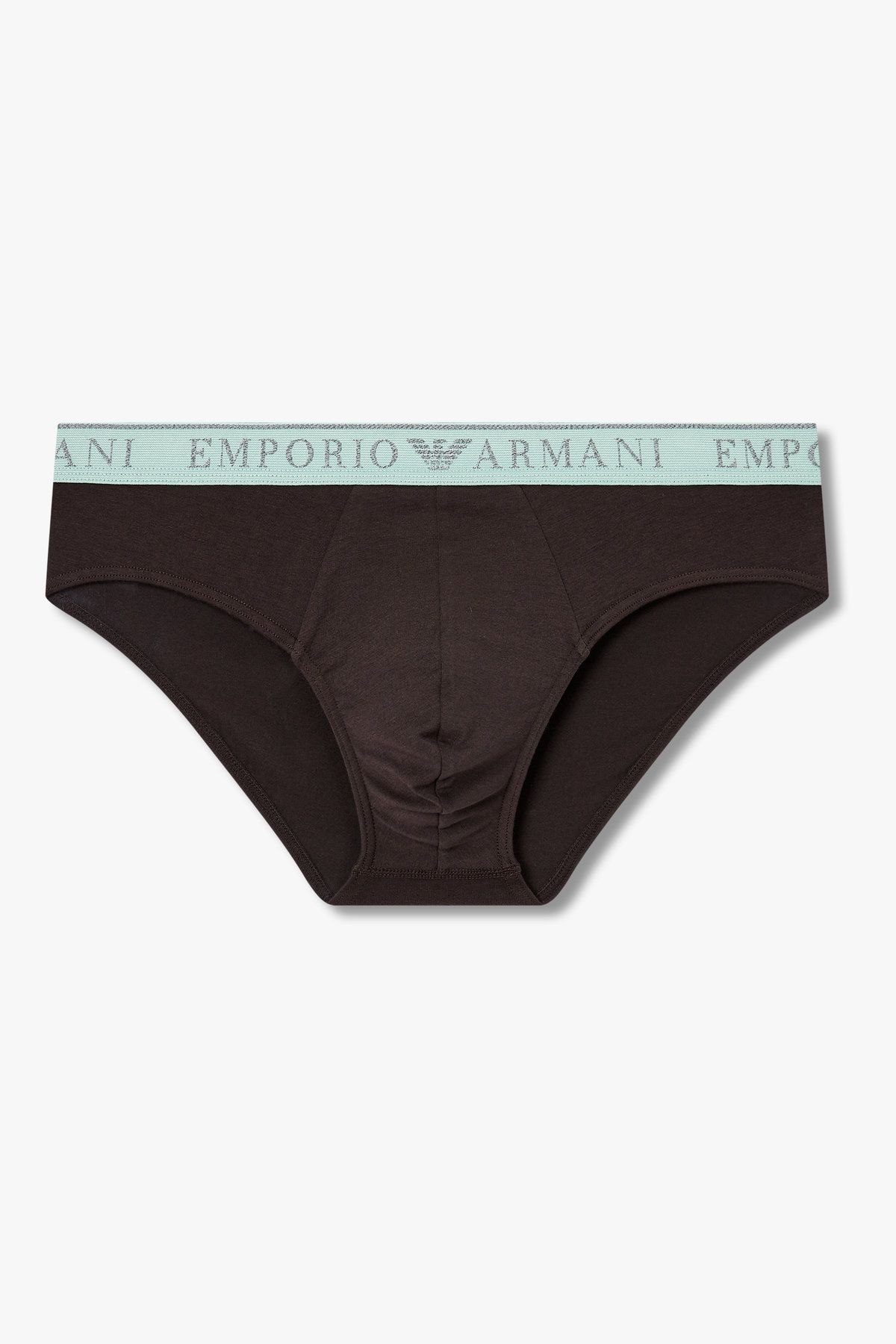 엠포리오 아르마니 언더웨어(EMPORIO ARMANI UNDERWEAR) 남성 라인 로고 밴딩 코튼 브리프_초코 0815311001