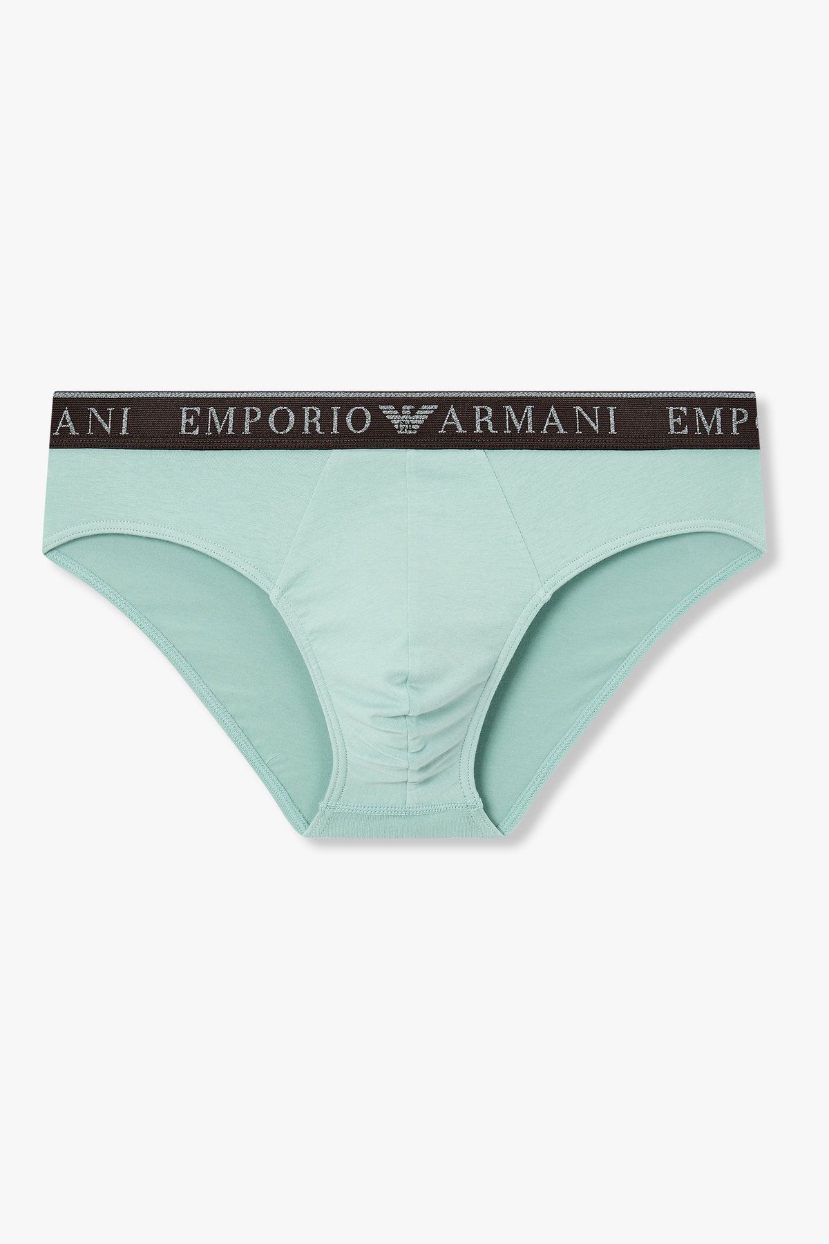 엠포리오 아르마니 언더웨어(EMPORIO ARMANI UNDERWEAR) 남성 라인 로고 밴딩 코튼 브리프_민트 0815311002