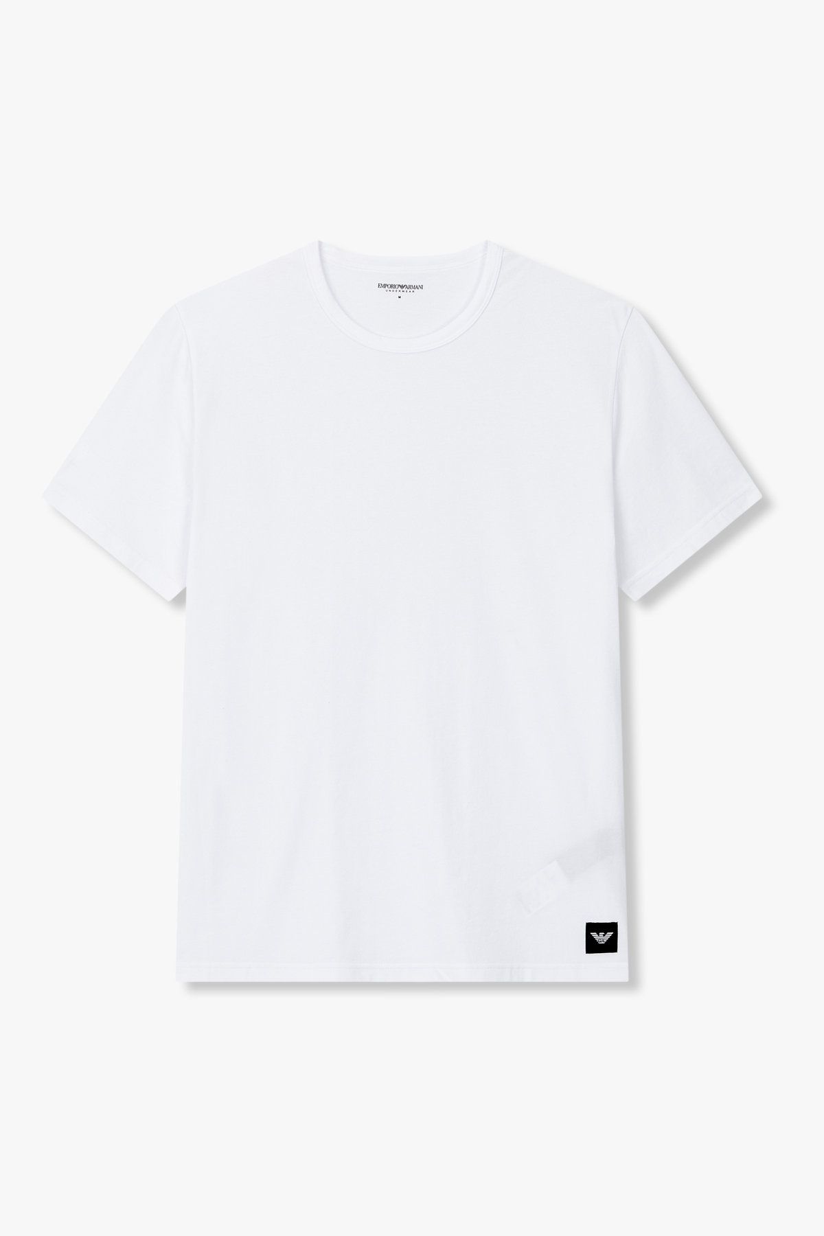 엠포리오 아르마니 언더웨어(EMPORIO ARMANI UNDERWEAR) 남성 이글 로고 패치 라운지 티셔츠_화이트 0815334012