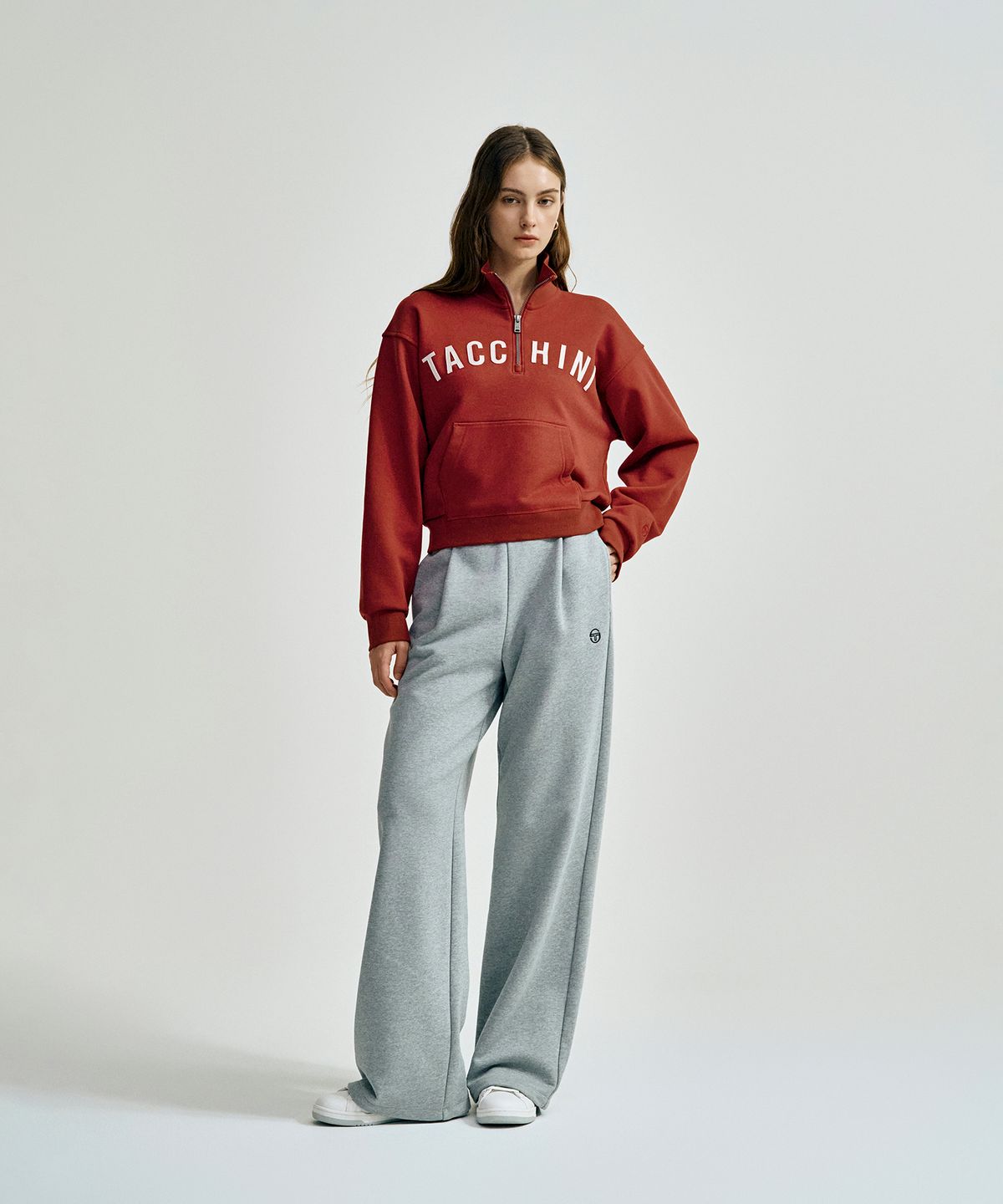 세르지오 타키니(SERGIO TACCHINI) W 쿠쉬라이트 프렌치 와이드 핀턱 팬츠 (Melange Grey)