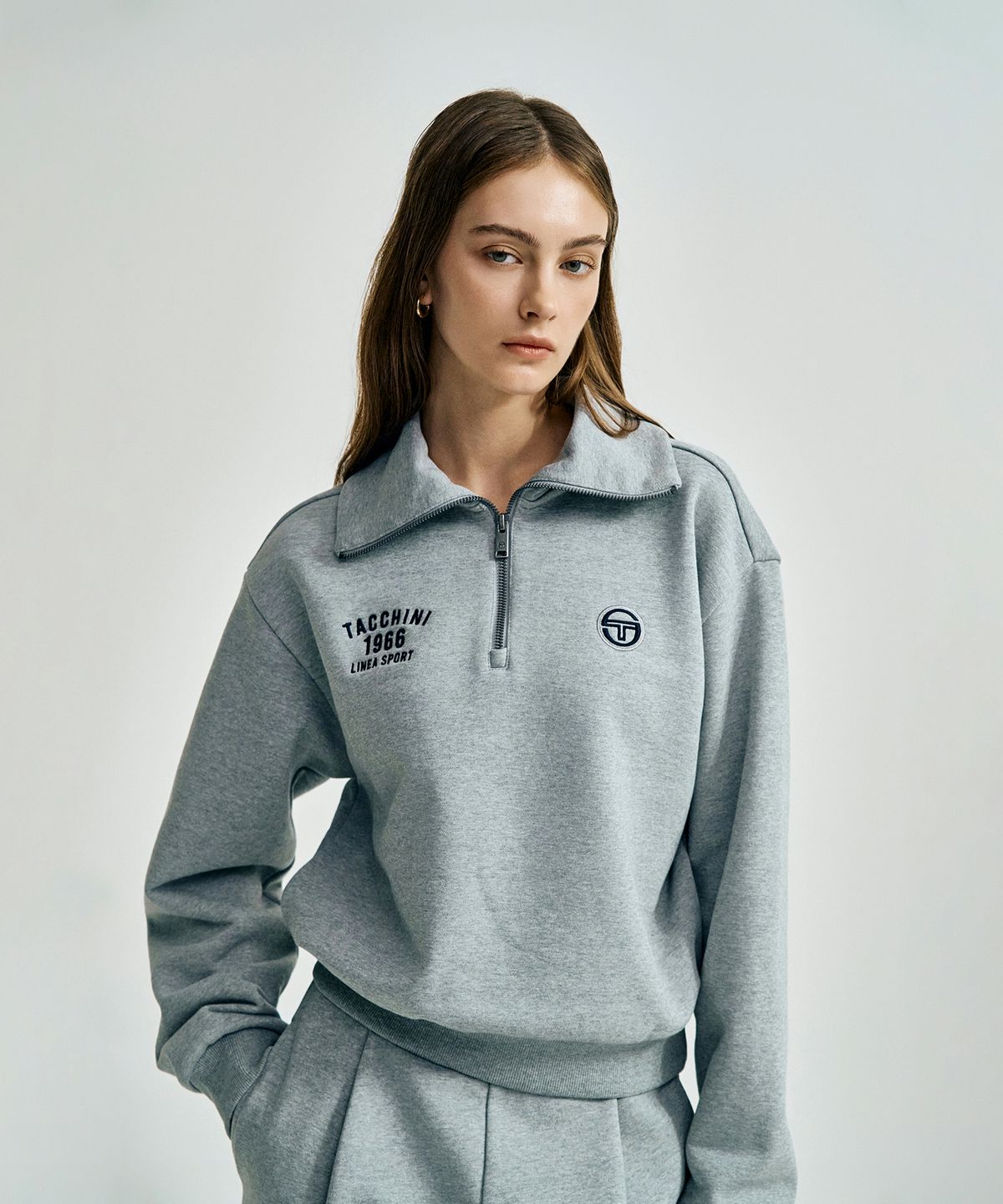 세르지오 타키니(SERGIO TACCHINI) W 쿠쉬라이트 프렌치 타키니 하프집 (Melange Grey)