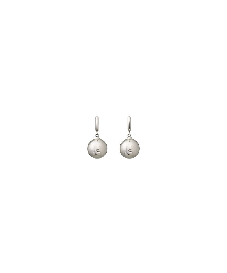 LOGO BALL RING EARRING - SILVER