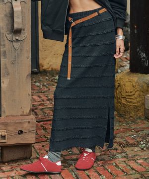 글로리아 니트 롱 스커트-블랙