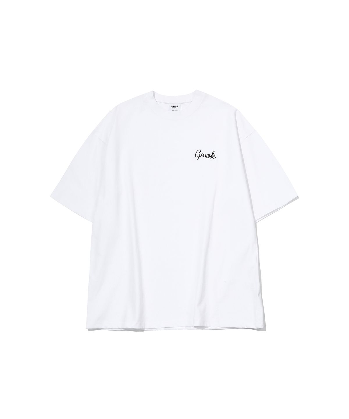 그노크(GNOK) 그노크 체인자수 반팔티셔츠_화이트