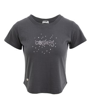 크리스탈 크롭 로고 티_다크그레이