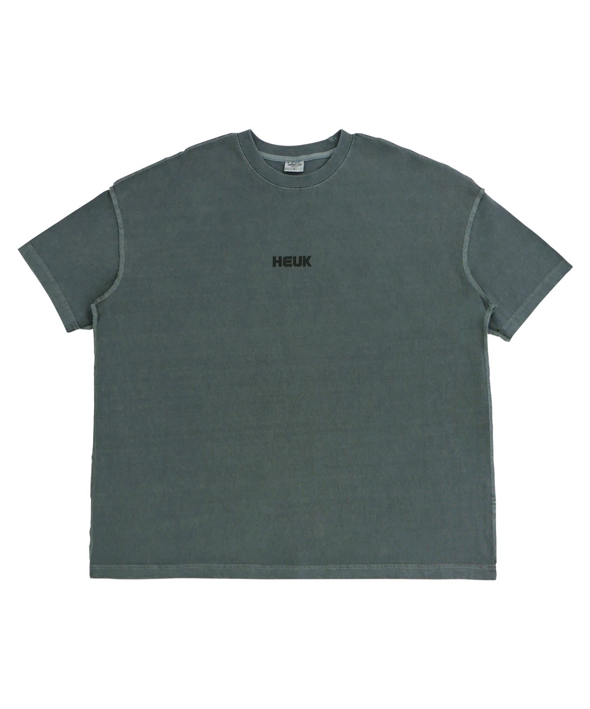 흑웨어(HEUK WEAR) HEUK 피그먼트 백로고 세미오버핏 반팔(카키)
