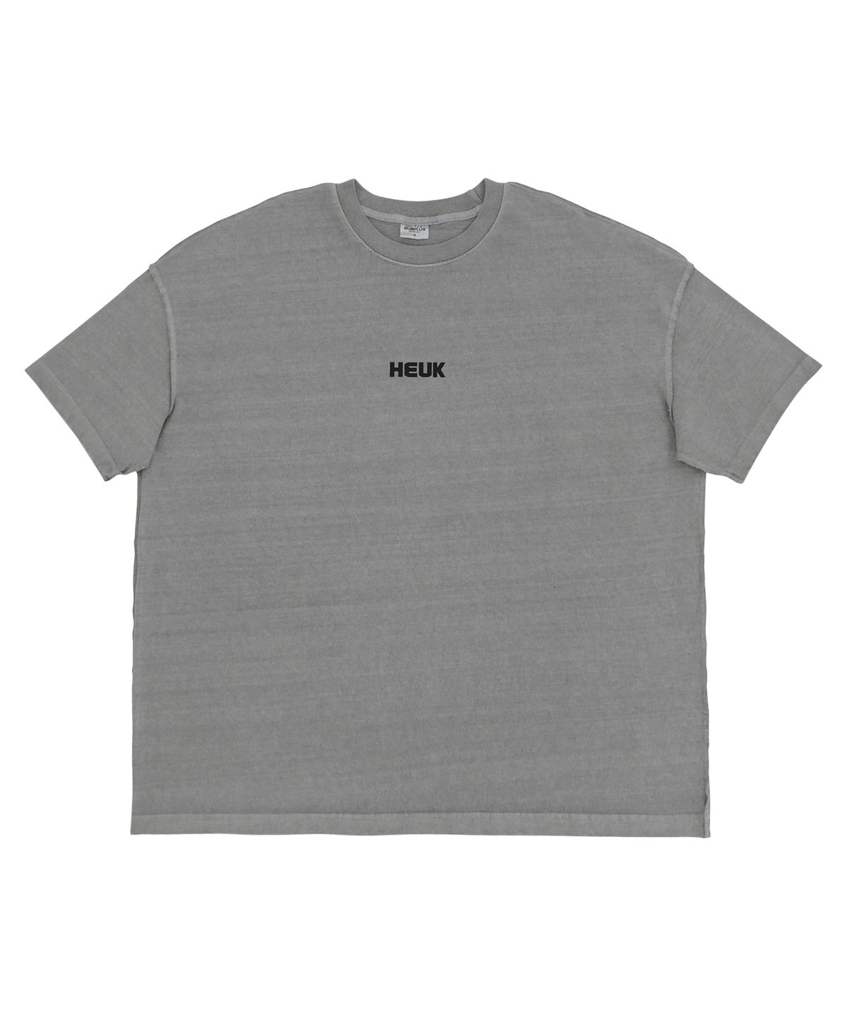 흑웨어(HEUK WEAR) HEUK 피그먼트 백로고 세미오버핏 반팔(그레이)