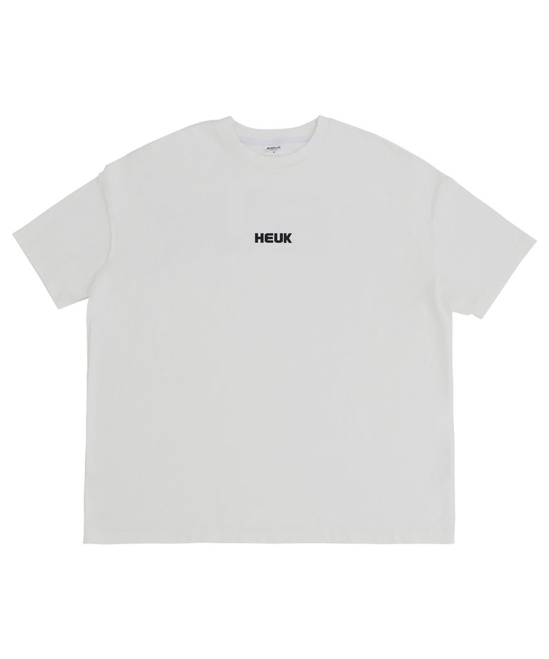 HEUK 피그먼트 백로고 오버핏 반팔(화이트)