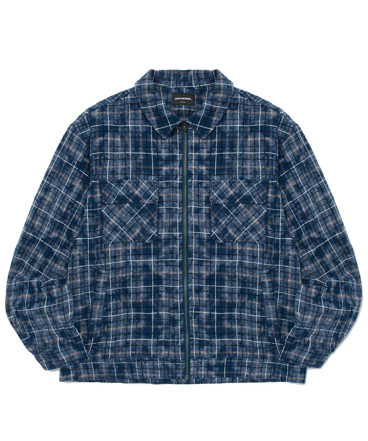 위캔더스(WKNDRS) CHECKERED ZIPUP SHIRT (NAVY)
