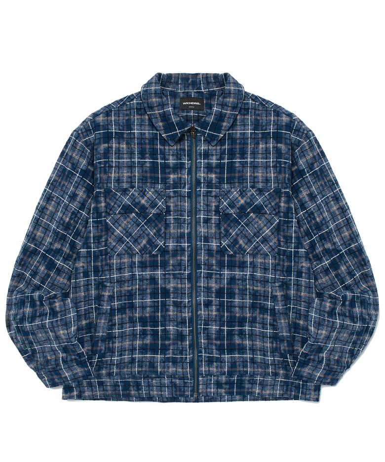 CHECKERED ZIPUP SHIRT (NAVY)